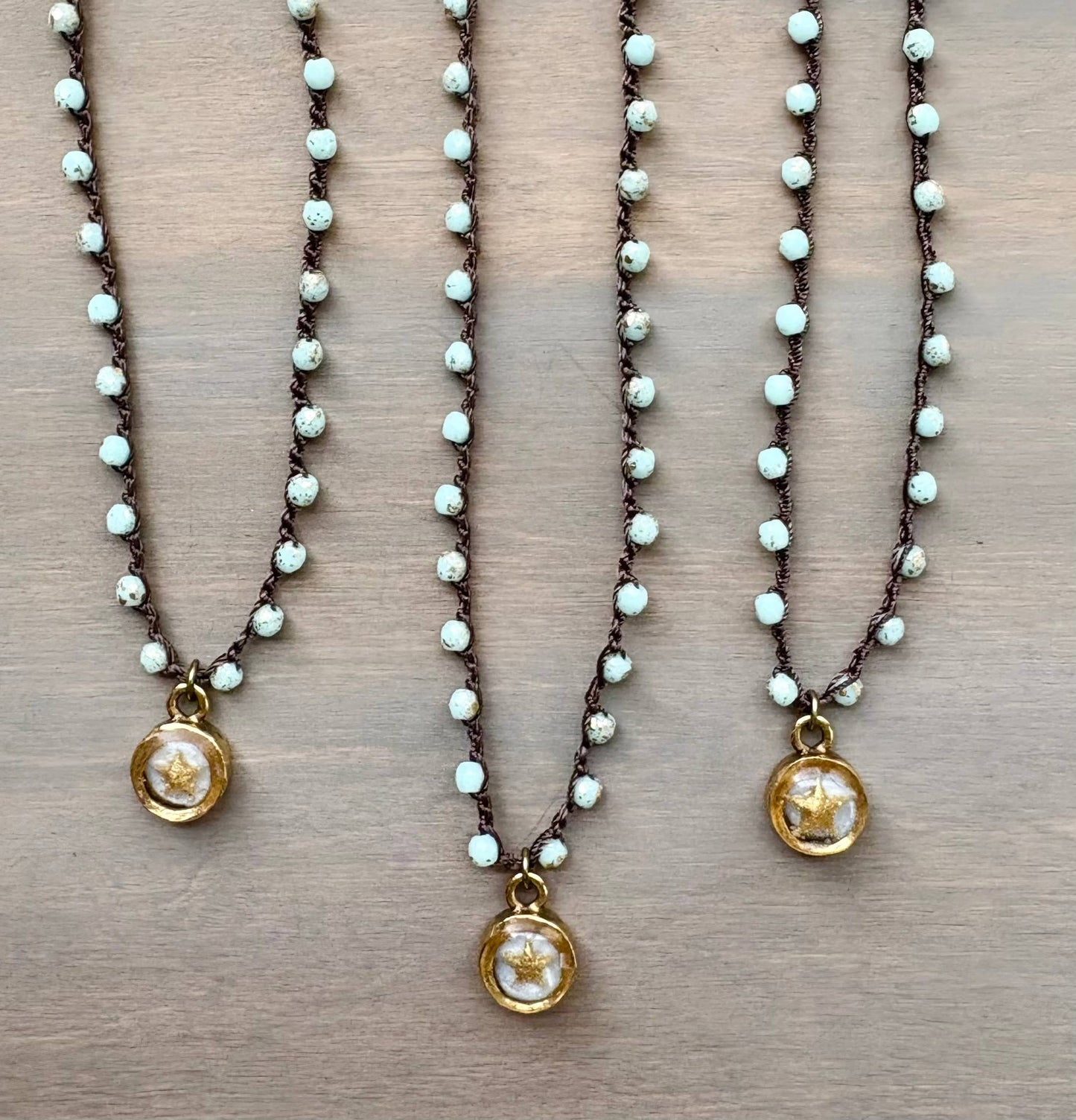 Celestial Star Drop on Golden Mint Crystal
