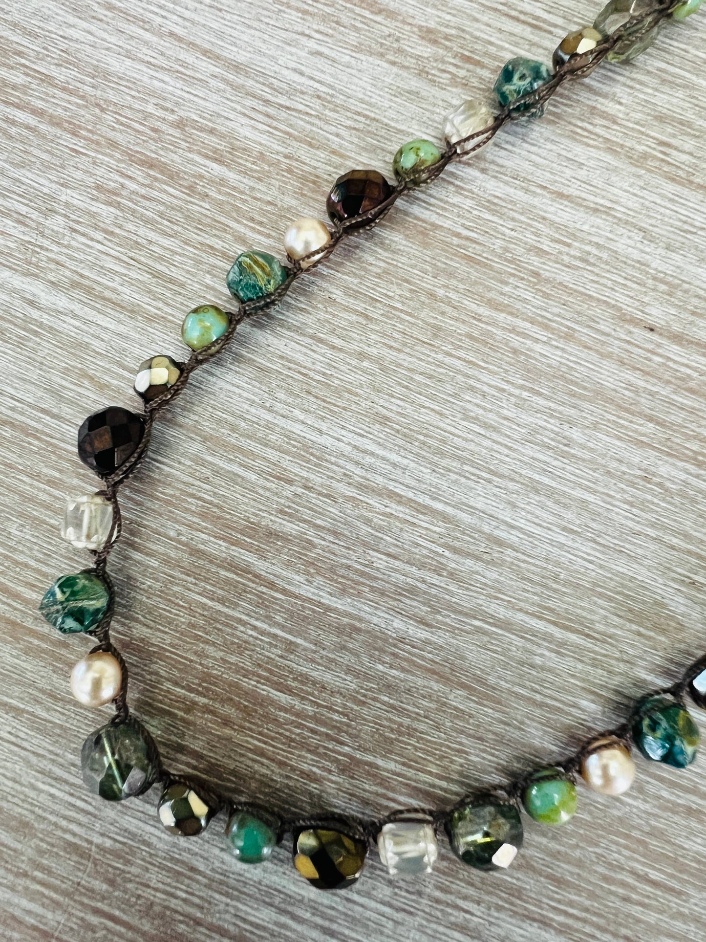 Colorado Forest Crocheted Necklace With Stones and Crystals