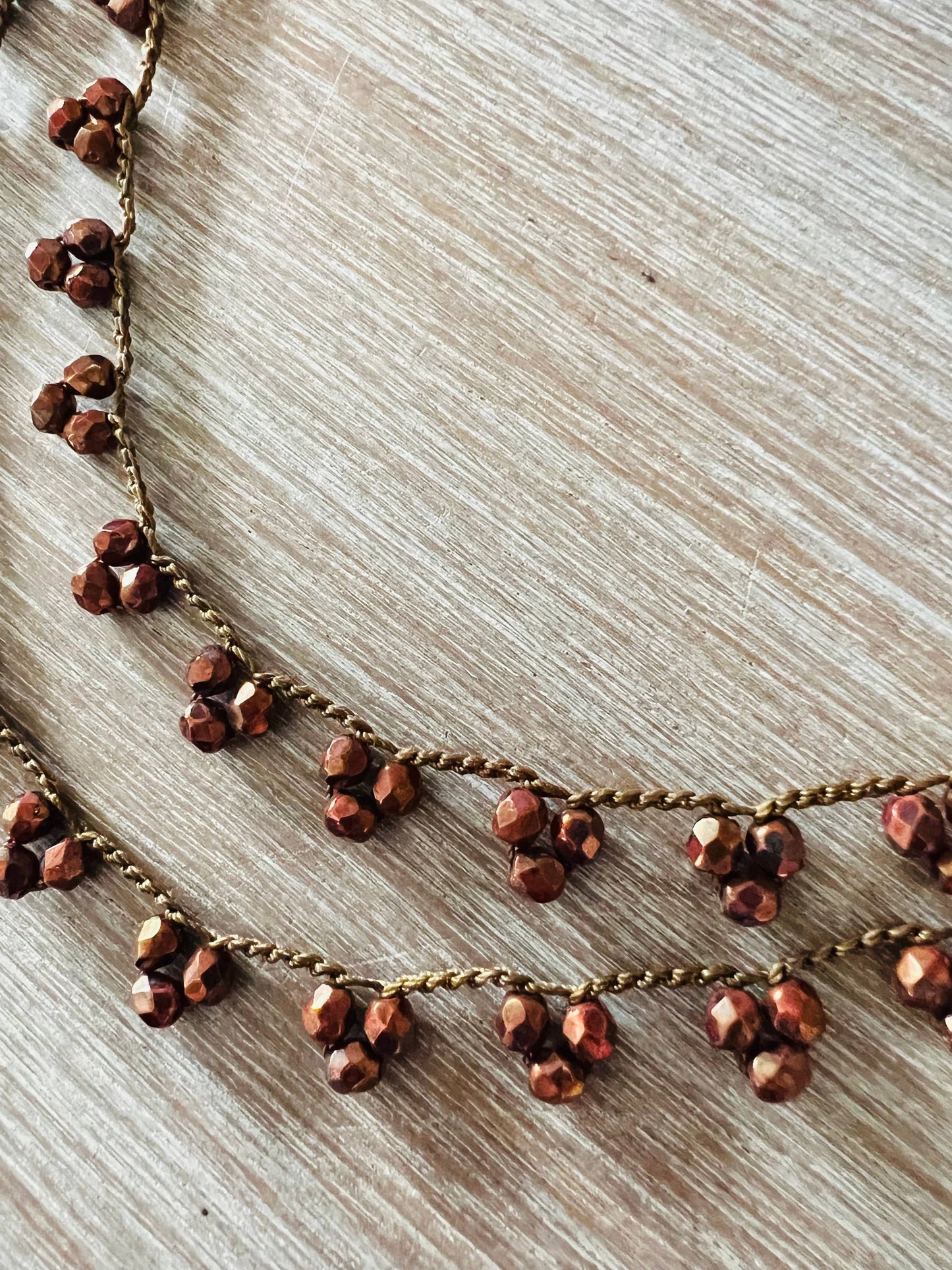 Crystal Droplet Necklace In Golden Cranberry Shimmer