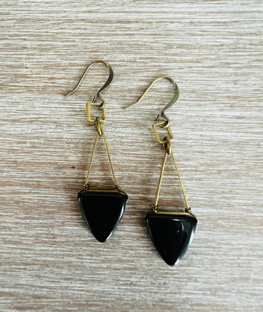 Signal Flag Glass Earrings, Black Flag