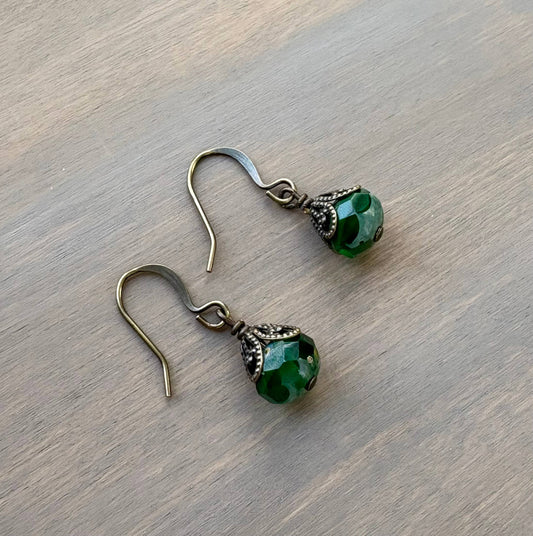 Earthen Beauty Drop Earrings in Forest Green