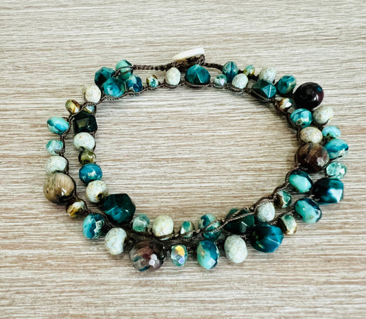 Mediterranean Sea Necklace With Agate and Tiger Eye