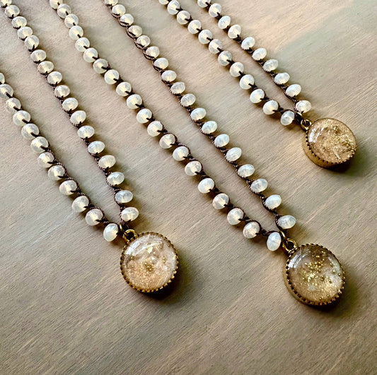 Champagne Bubble Handmade Portal Pendant Crocheted Necklace