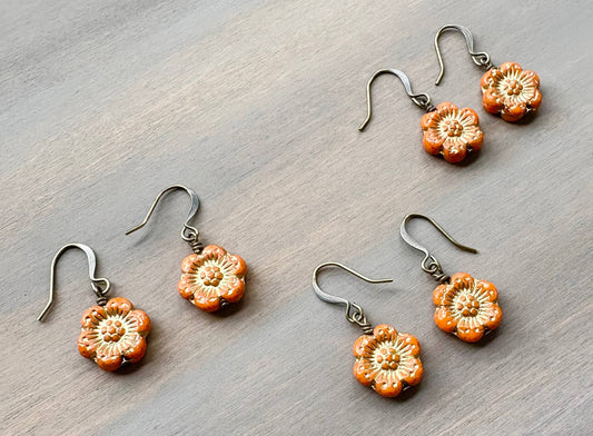 Orange Crush Wild Rose Earrings