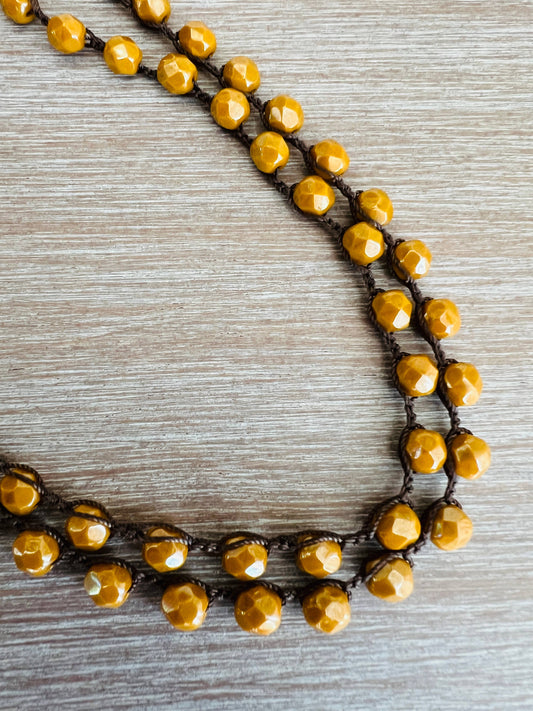 Tangerine Long Crystal Strand Necklace To Layer Or Wrap