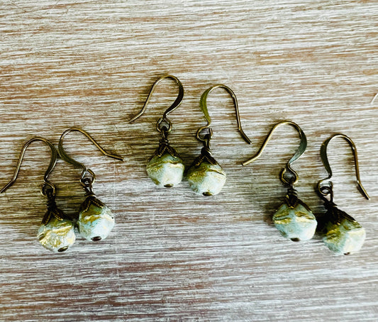 Vintage Green Baroque Drop Earrings