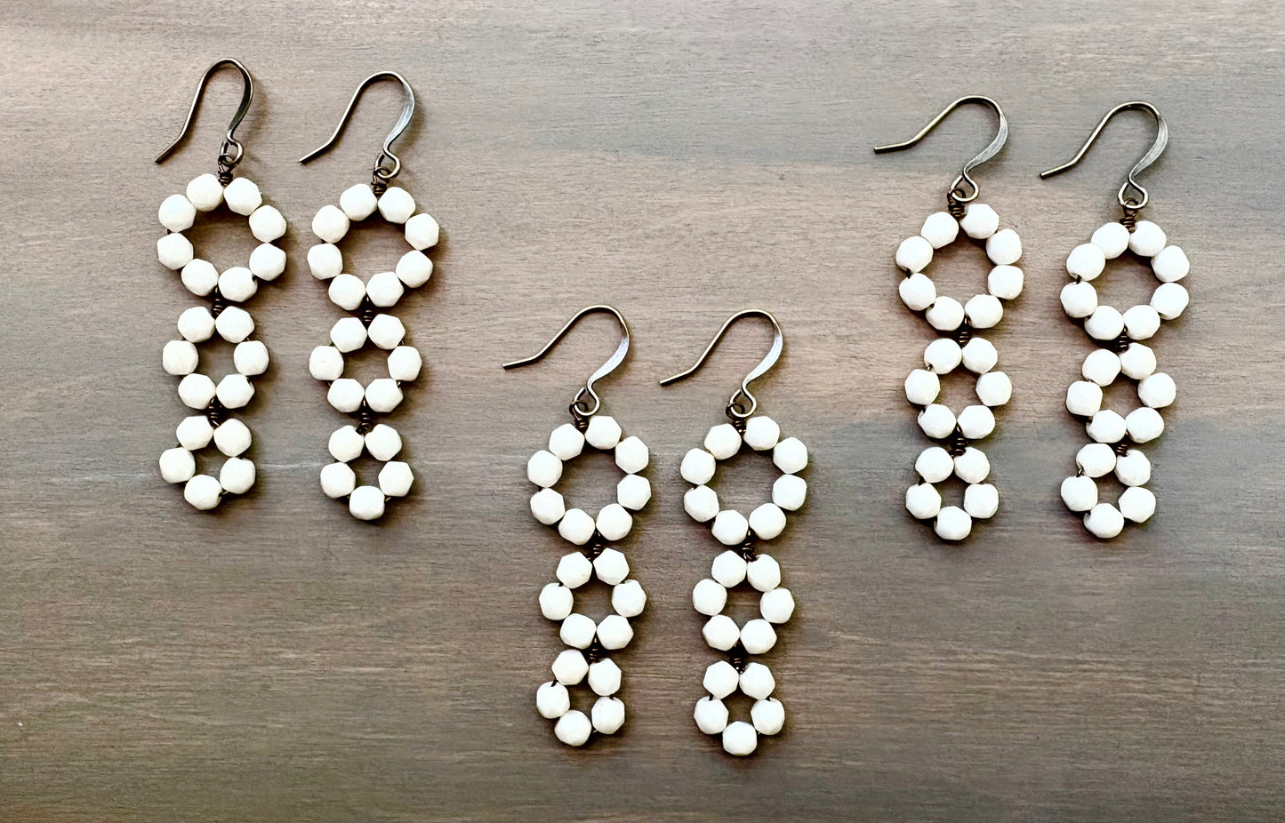 Cream Crystal Triple Loop Earrings