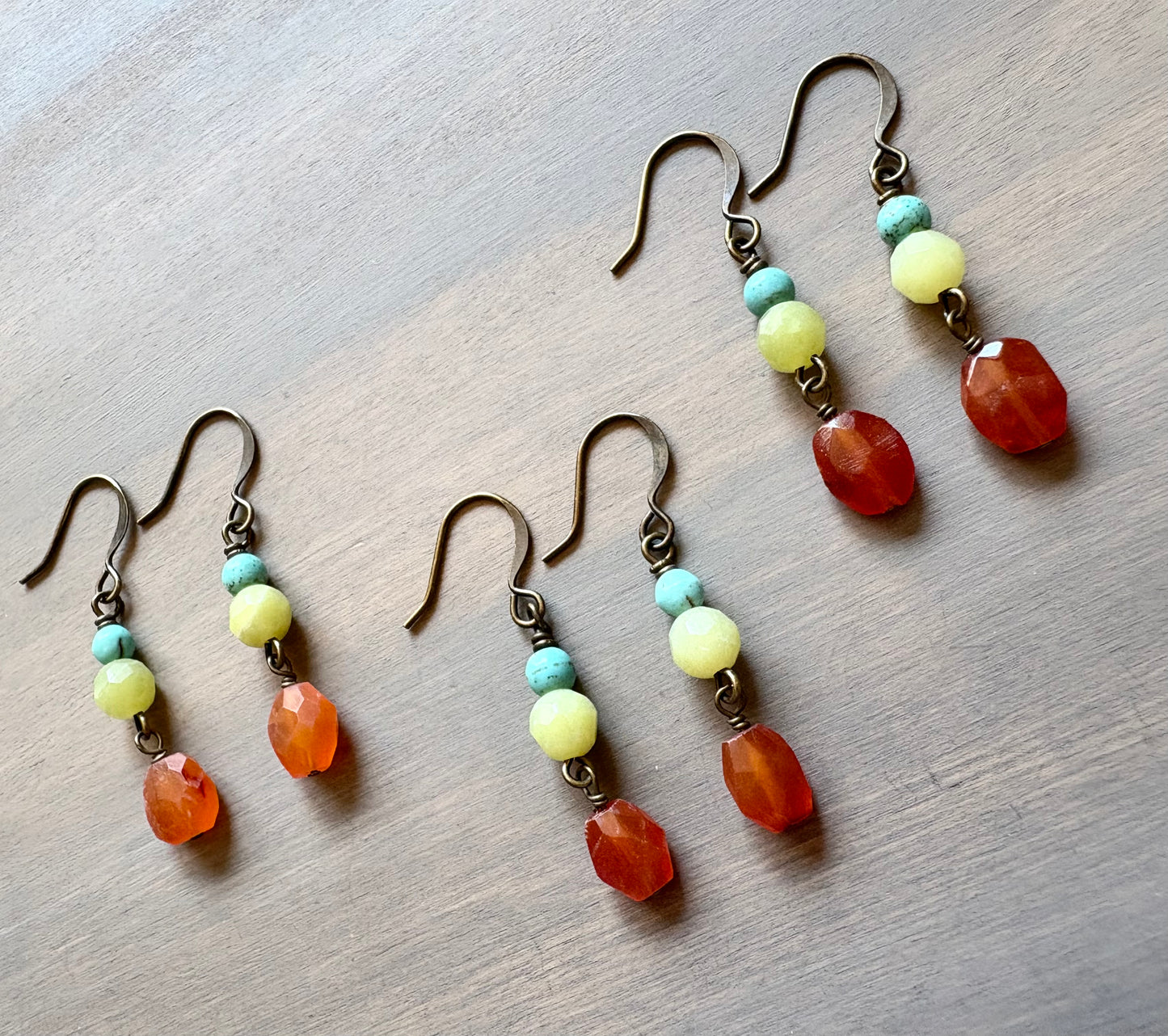 Jade Magnestie and Carnelian Earrings