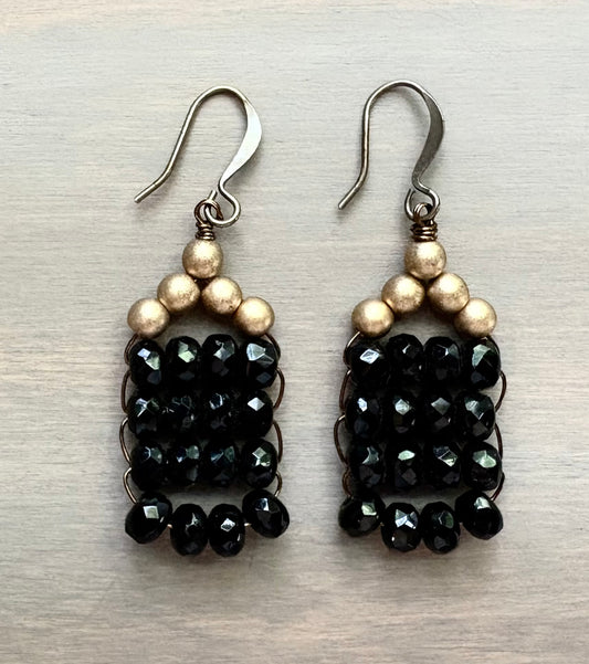 Jet Black Crystal Arrow Earrings