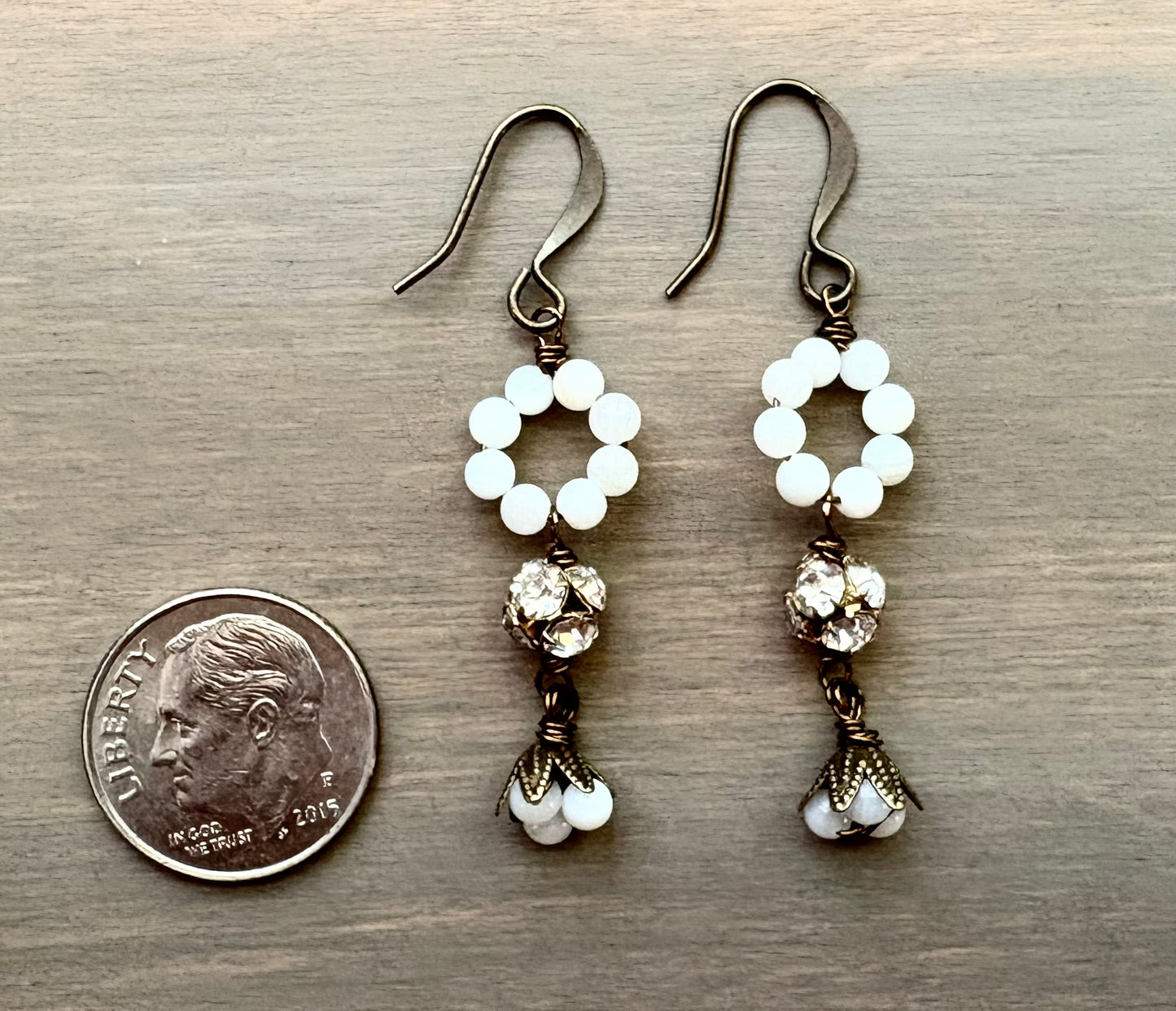 Mother of Pearl Rhinestone Crystal Earrings
