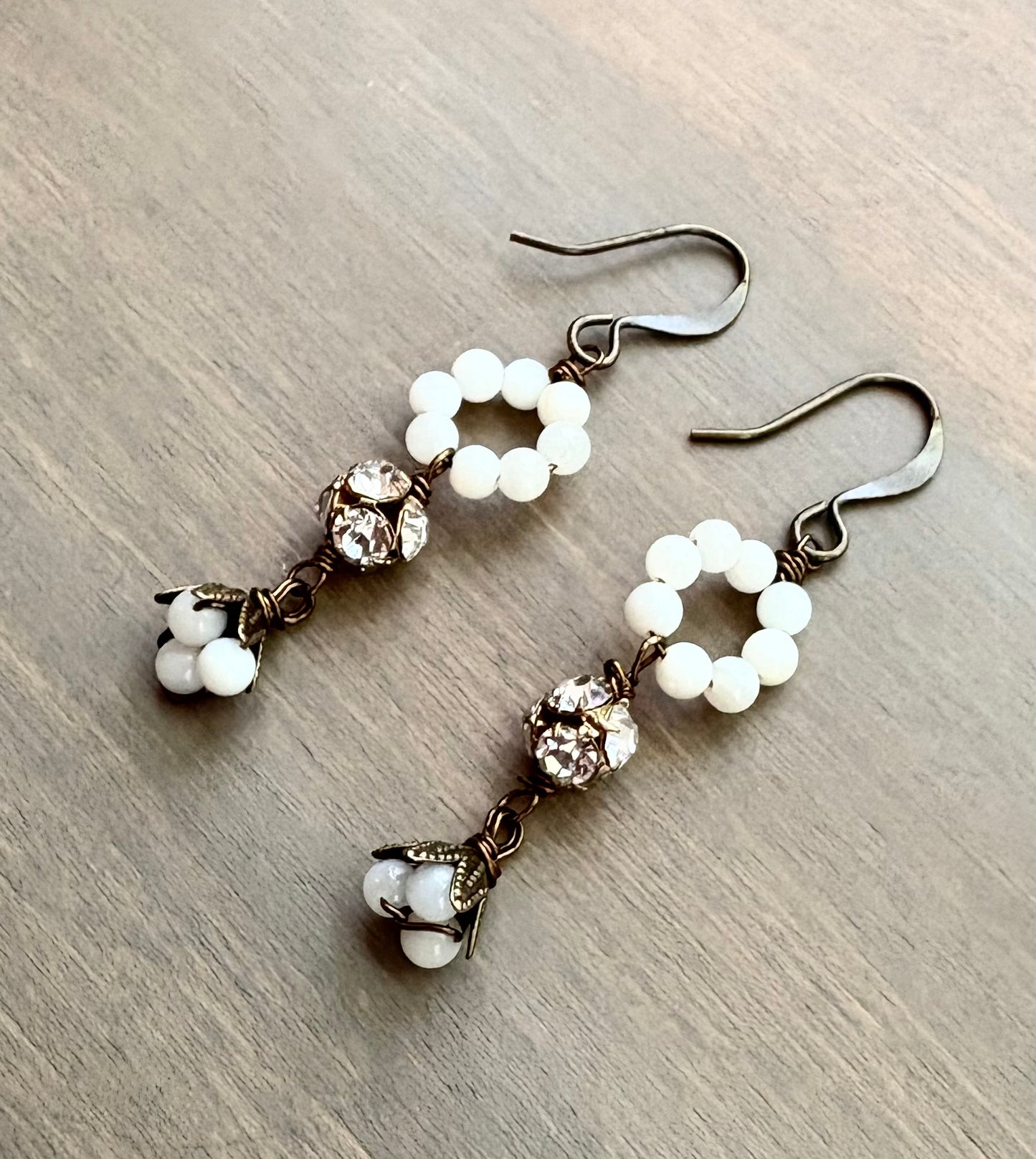 Mother of Pearl Rhinestone Crystal Earrings