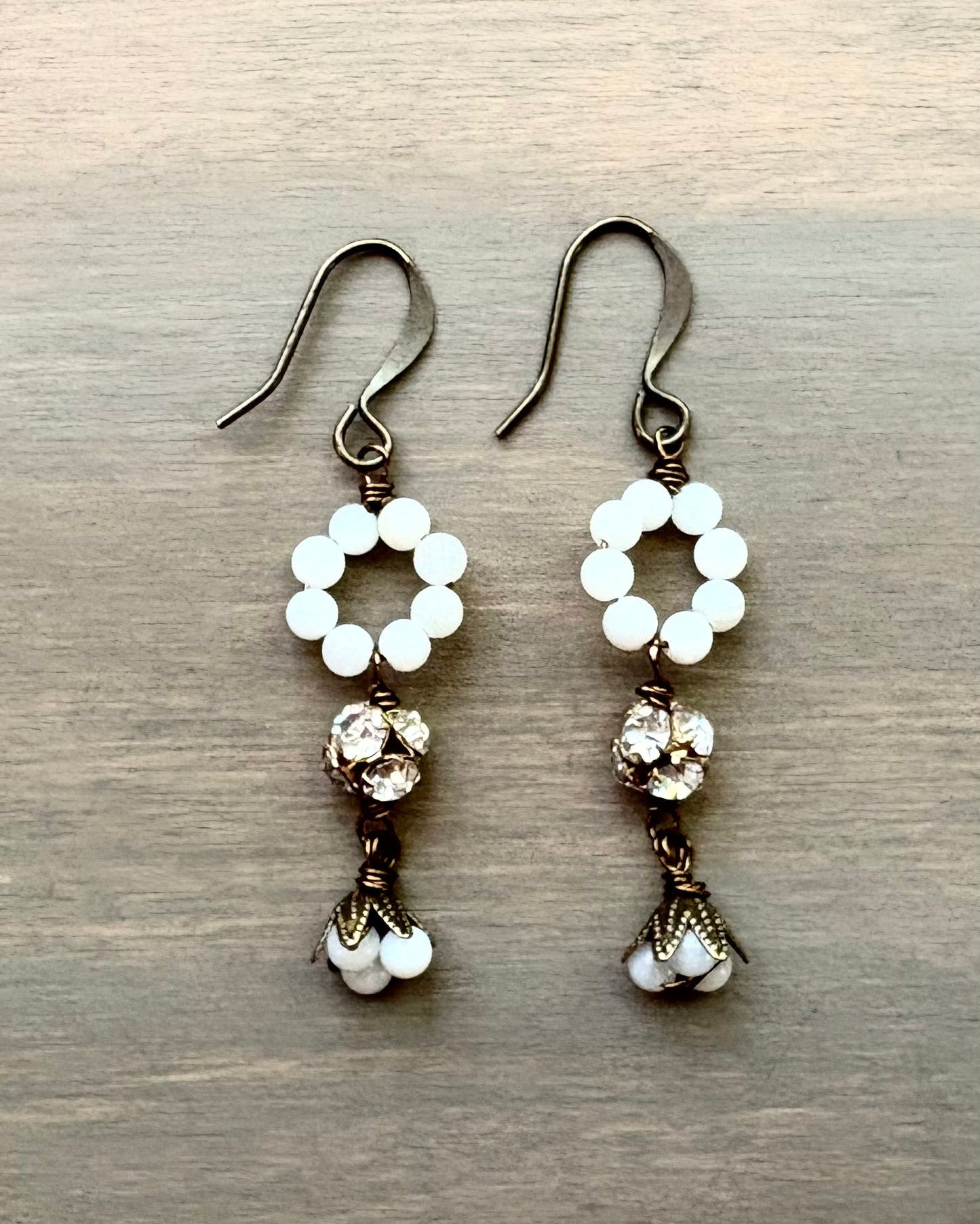 Mother of Pearl Rhinestone Crystal Earrings