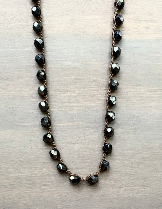 Midnight  Shimmer Long Crystal Strand