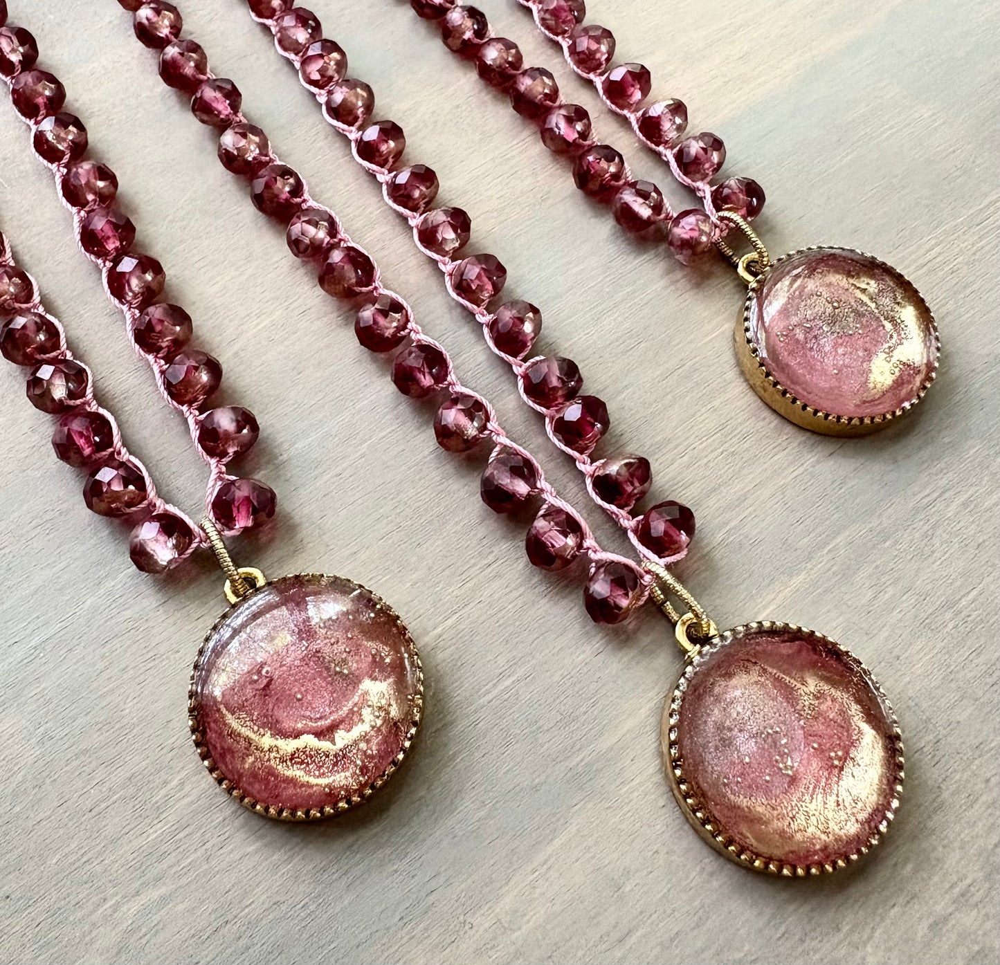 Golden Berry Handmade Portal Pendant Knotted Necklace
