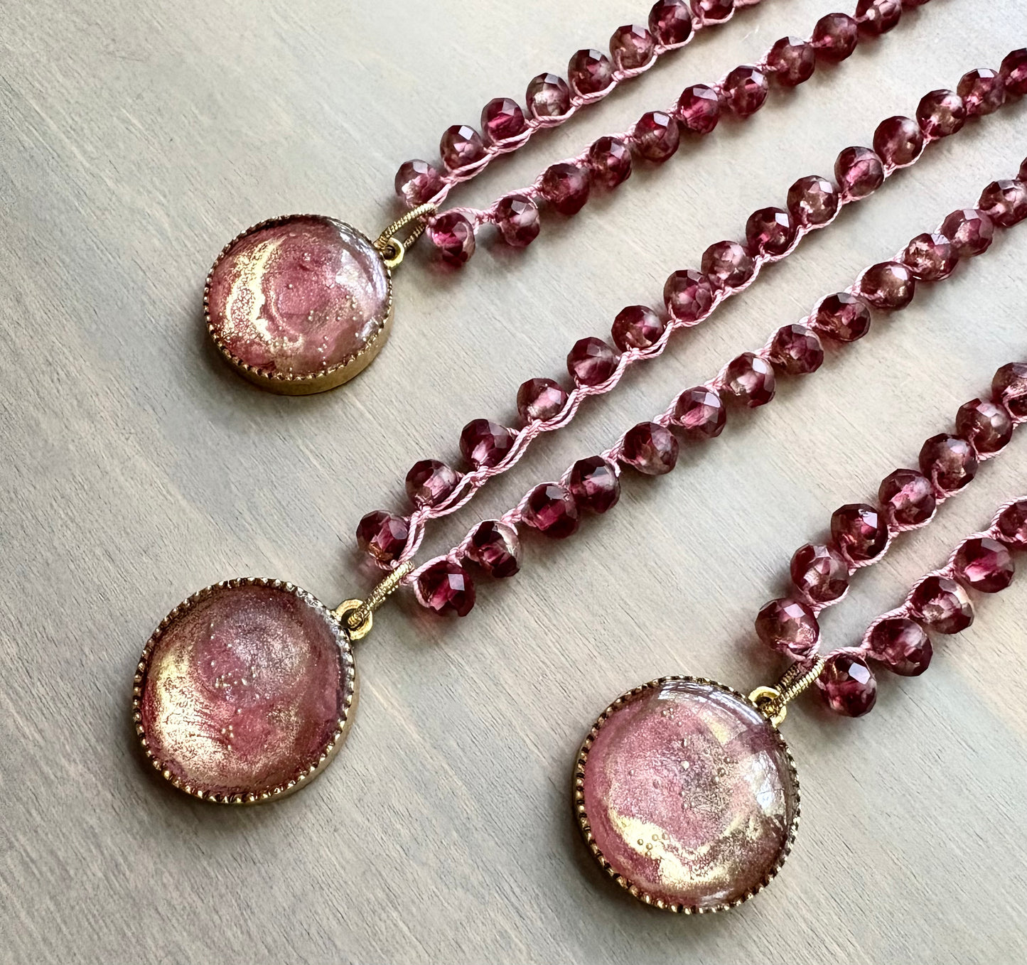 Golden Berry Handmade Portal Pendant Knotted Necklace