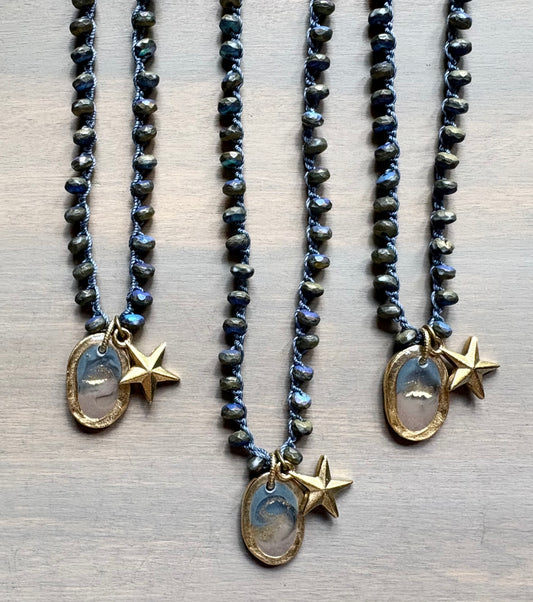 Midnight Magic Star Portal Crocheted Necklace