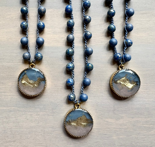 Magic Mountain Portal Necklace With Crocheted Crystal